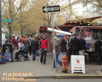 [Portland has a very lively local culture. Part of it are the food carts, where you can eat delicious meals from all over the world at very convenient prices.]