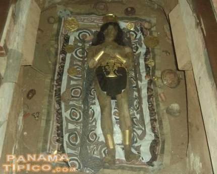 [Réplica del enterramiento del cacique Parita o Antara, tal como fue descrito por el conquistador Gaspar de Espinosa]